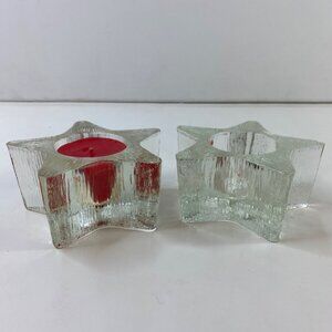 Avon 1980s Starbright Set 2 Star-Shaped Glass Votive Candle Holders